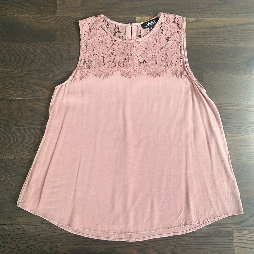 Lulus Lace Trim Dusty Pink Sleeveless Top
